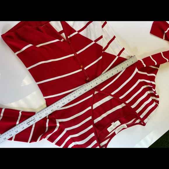Escada Red & White Striped Sweater Twin Set Sz 36 - Picture 9 of 11
